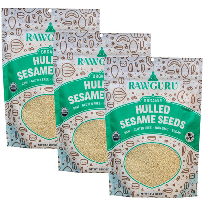 RawGuru Organic Hulled Sesame Seeds - 16 oz - Vegan America