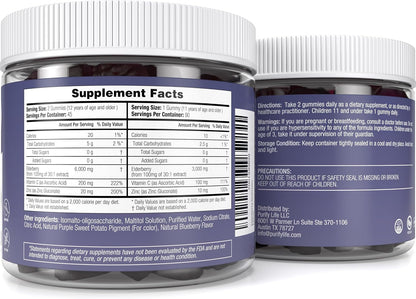 Sugar-Free Elderberry Gummies with Vitamin C & Zinc for Adults & Kids, 90ct
