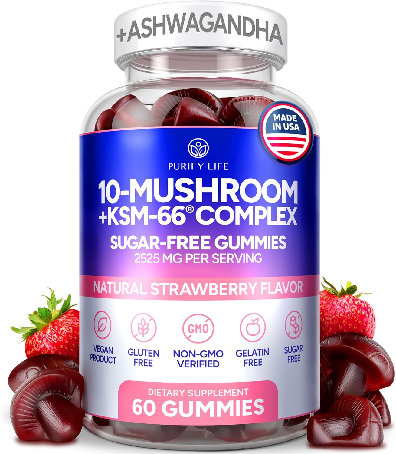 Sugar - Free Mushroom Gummies - 10 Mushroom Complex - Vegan America
