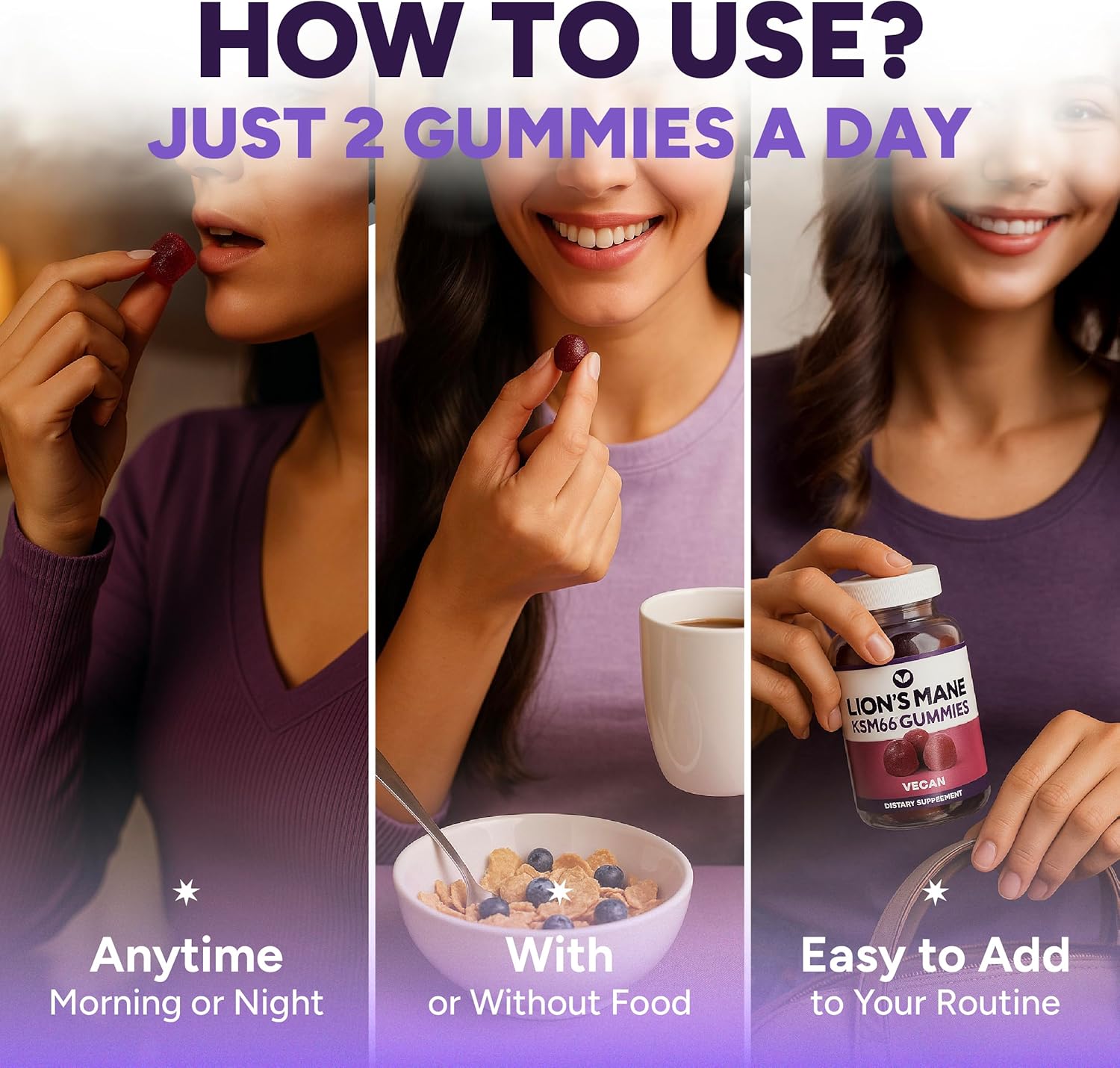 Sugar - Free Lions Mane Gummies for Adults (600mg) Clarity, Focus, Memory & Mood - Vegan America