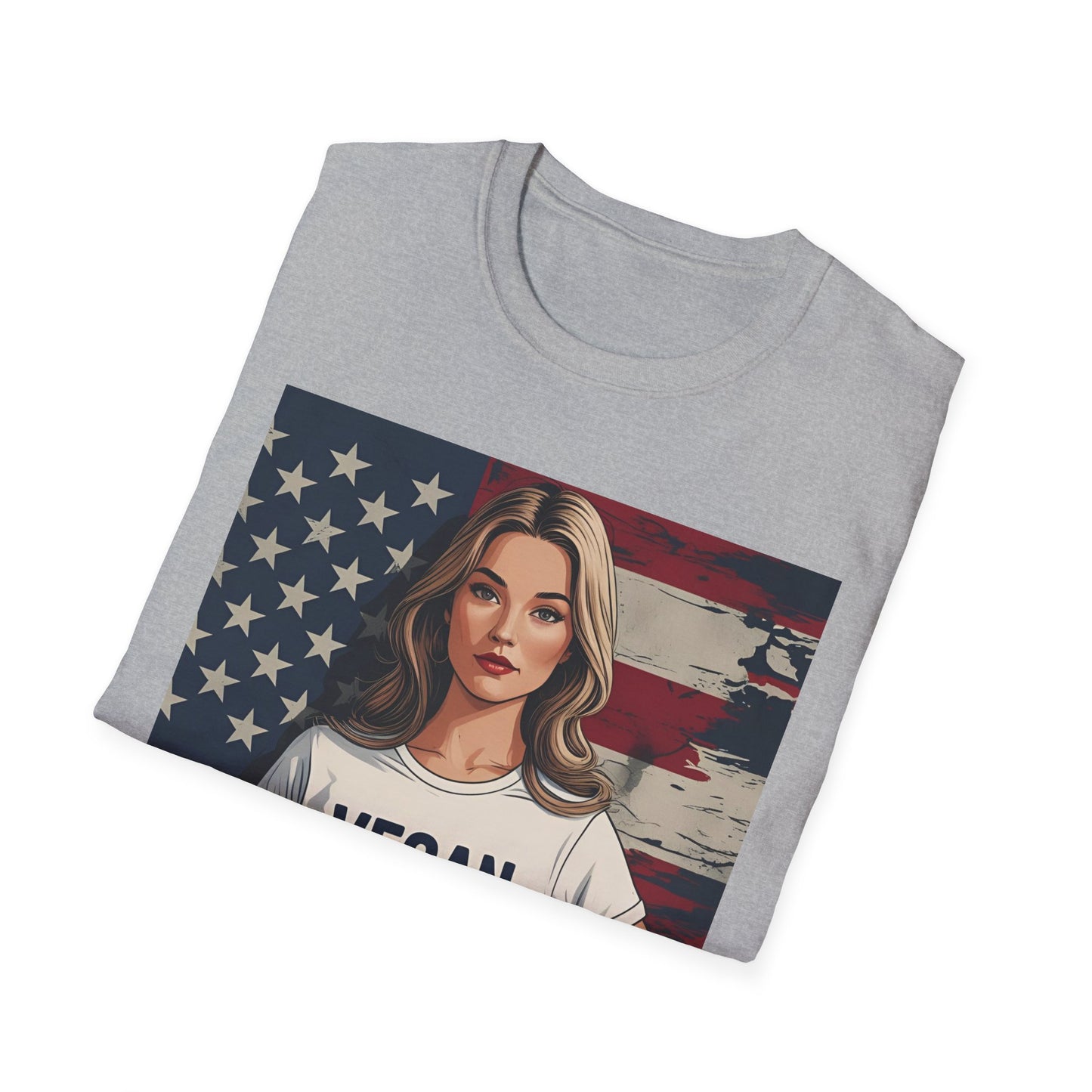 Vegan America T-Shirt | UnisexSoftstyle Tee, Eco - Friendly Fashion, Gift for Vegans, Independence Day Outfit, Casual Wear - Vegan America