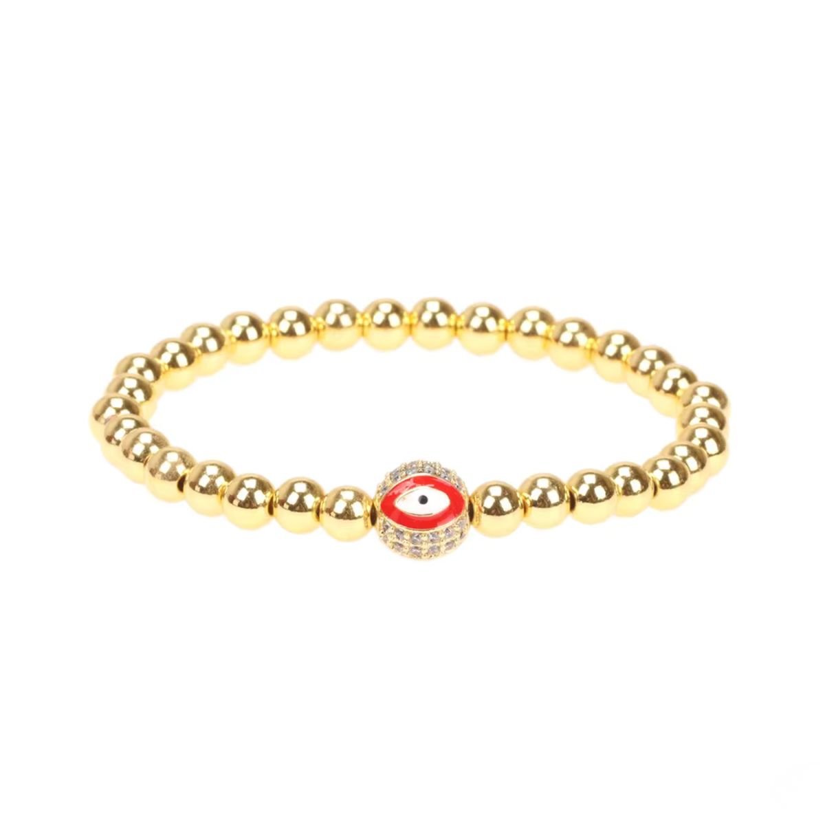 Evil Eye Golden Ball Charm Bracelet - Vegan America