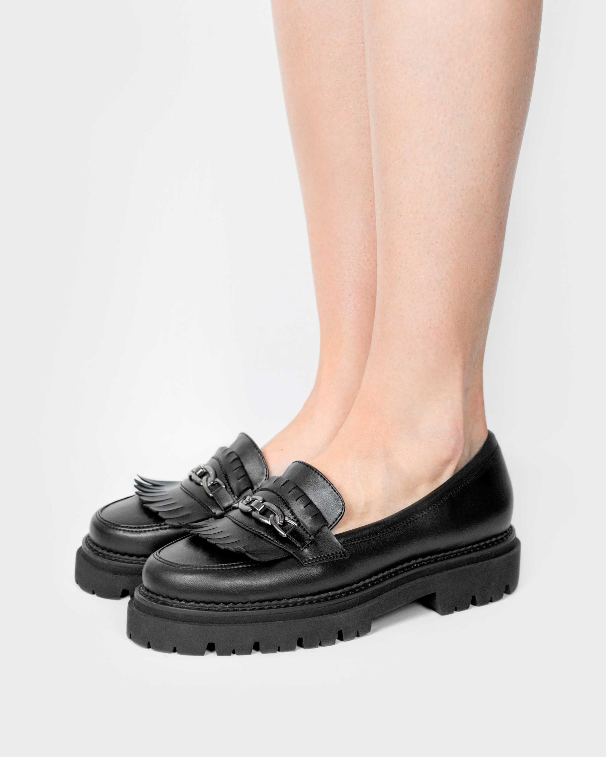 Chunky Loafers Black Grape Leather Loafers - Vegan America