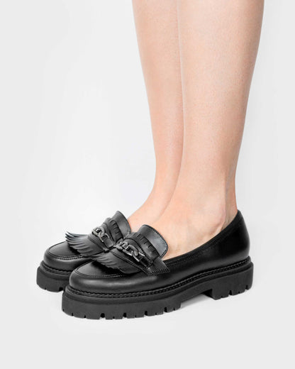Chunky Loafers Black Grape Leather Loafers - Vegan America