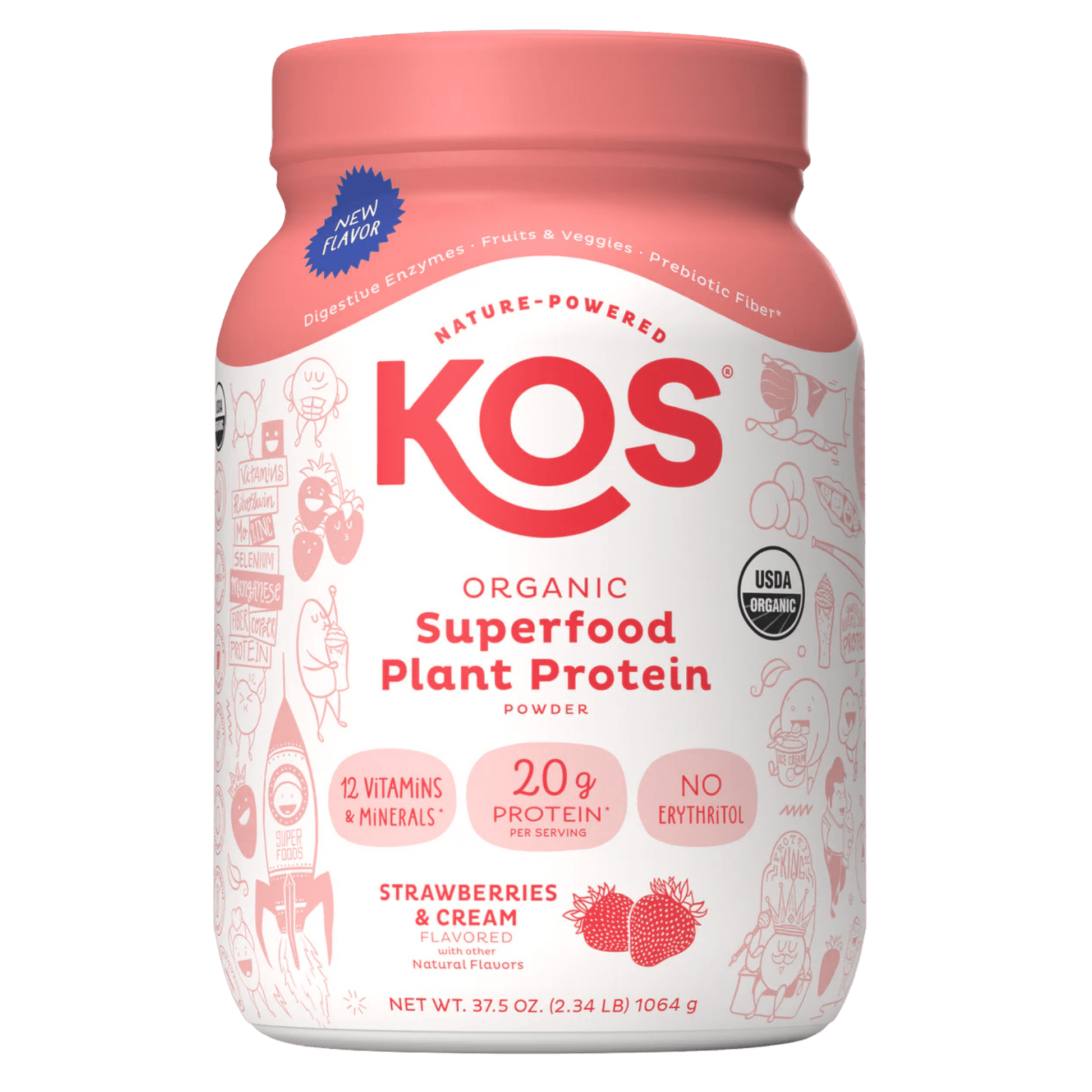 Organic Plant Protein, Strawberries & Cream, 28 Servings - Vegan America