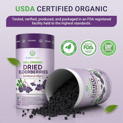 USDA Organic Dried Elderberries 1lb, Black Elderberry Safe Packaging