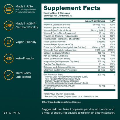 GLP-1 Companion Multivitamin 21 Activated Essentials with Akkermansia, 60ct