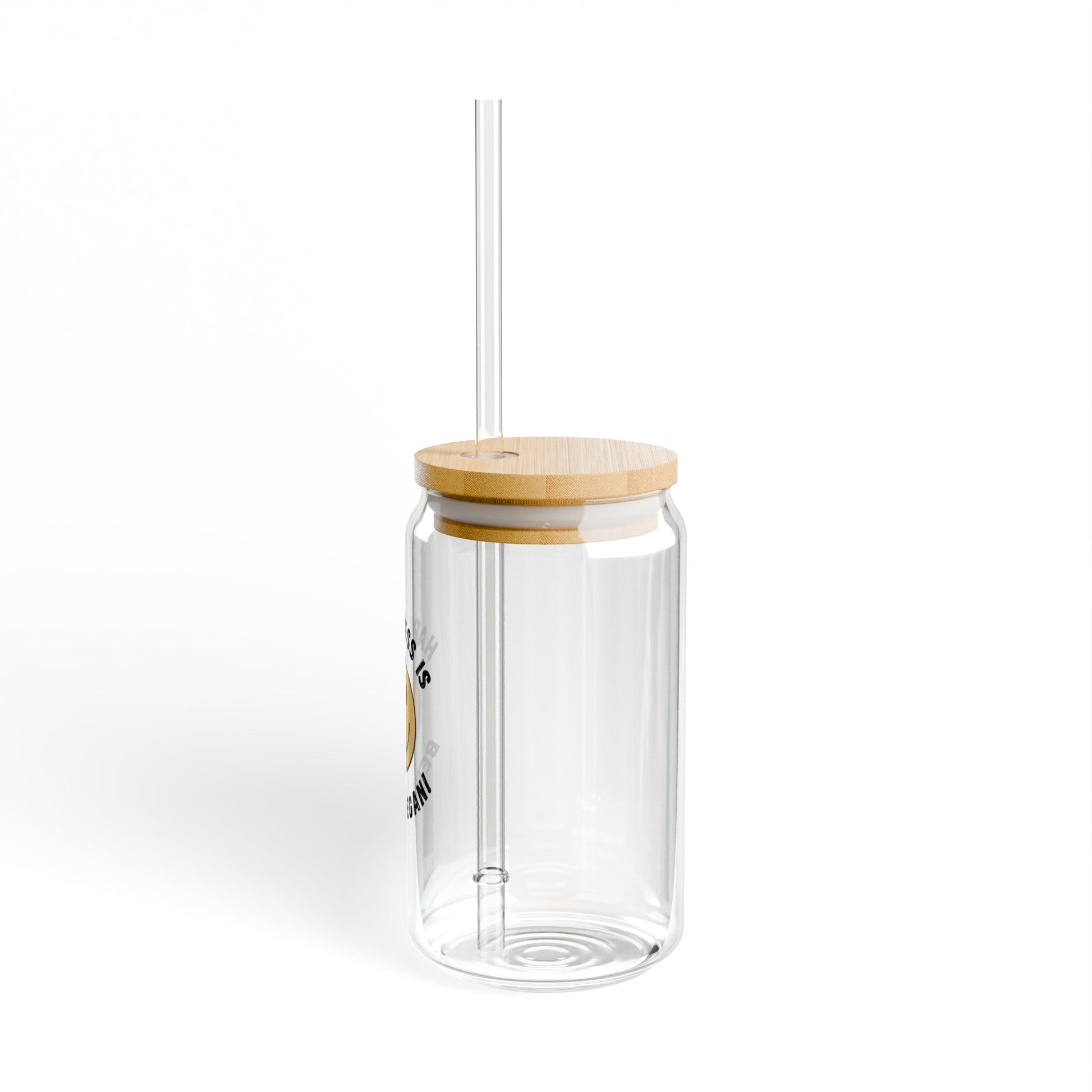 Happiness is Vegan - Jar Glass, 16oz - Vegan America