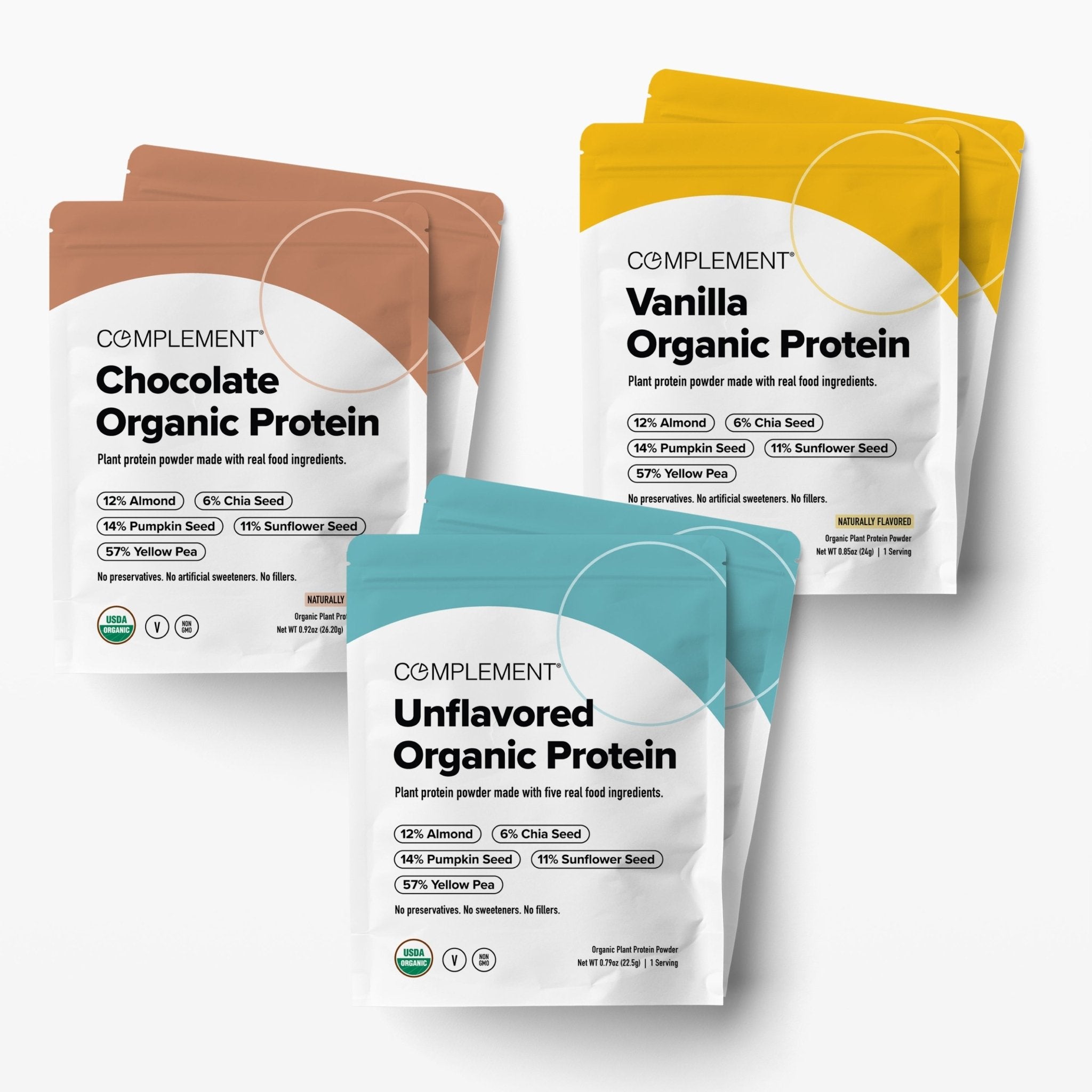 COMPLEMENT® Organic Protein Sample Pack – Vegan America