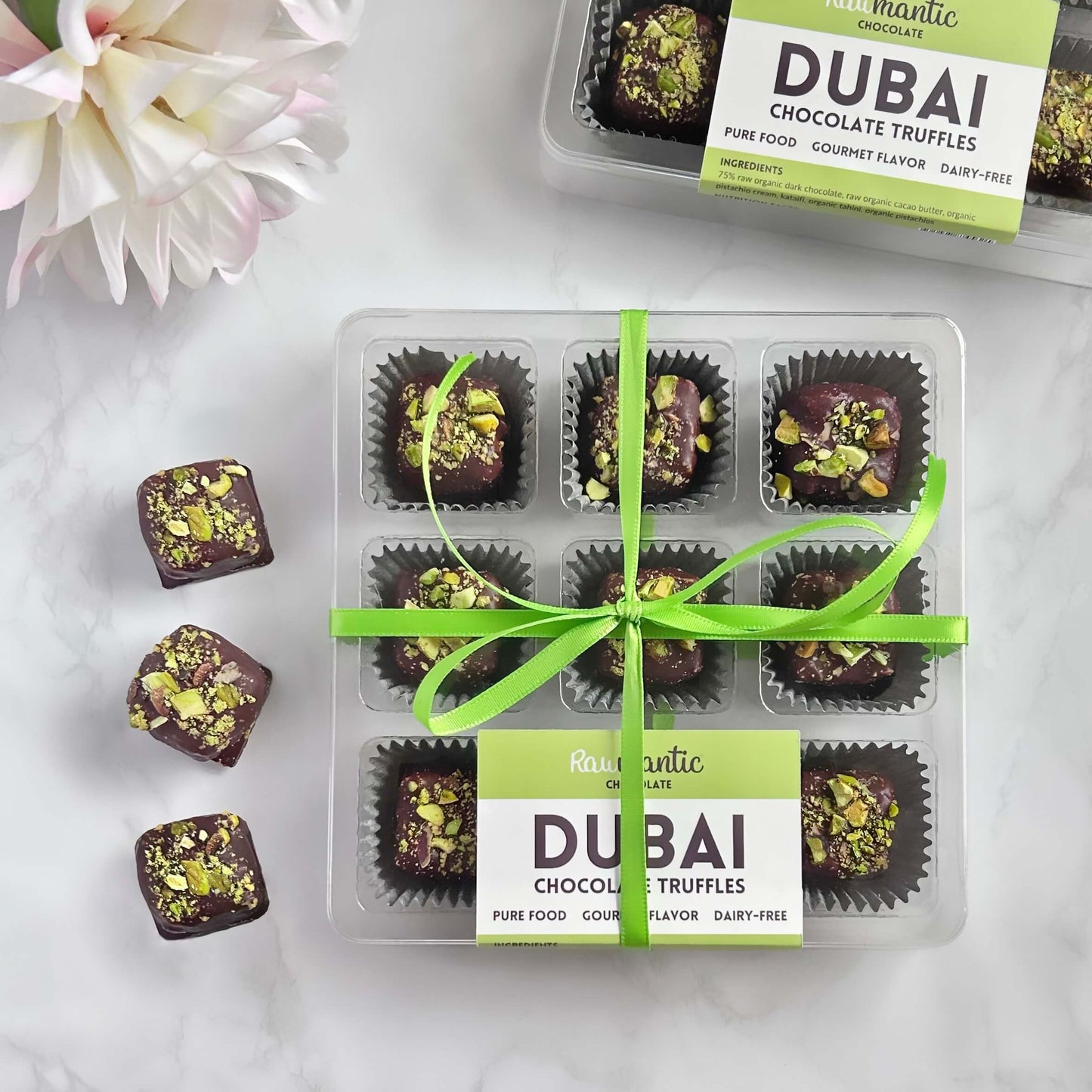 Dubai Chocolate knafeh Pistachio Chocolate truffle vegan 9pcs set - Vegan America