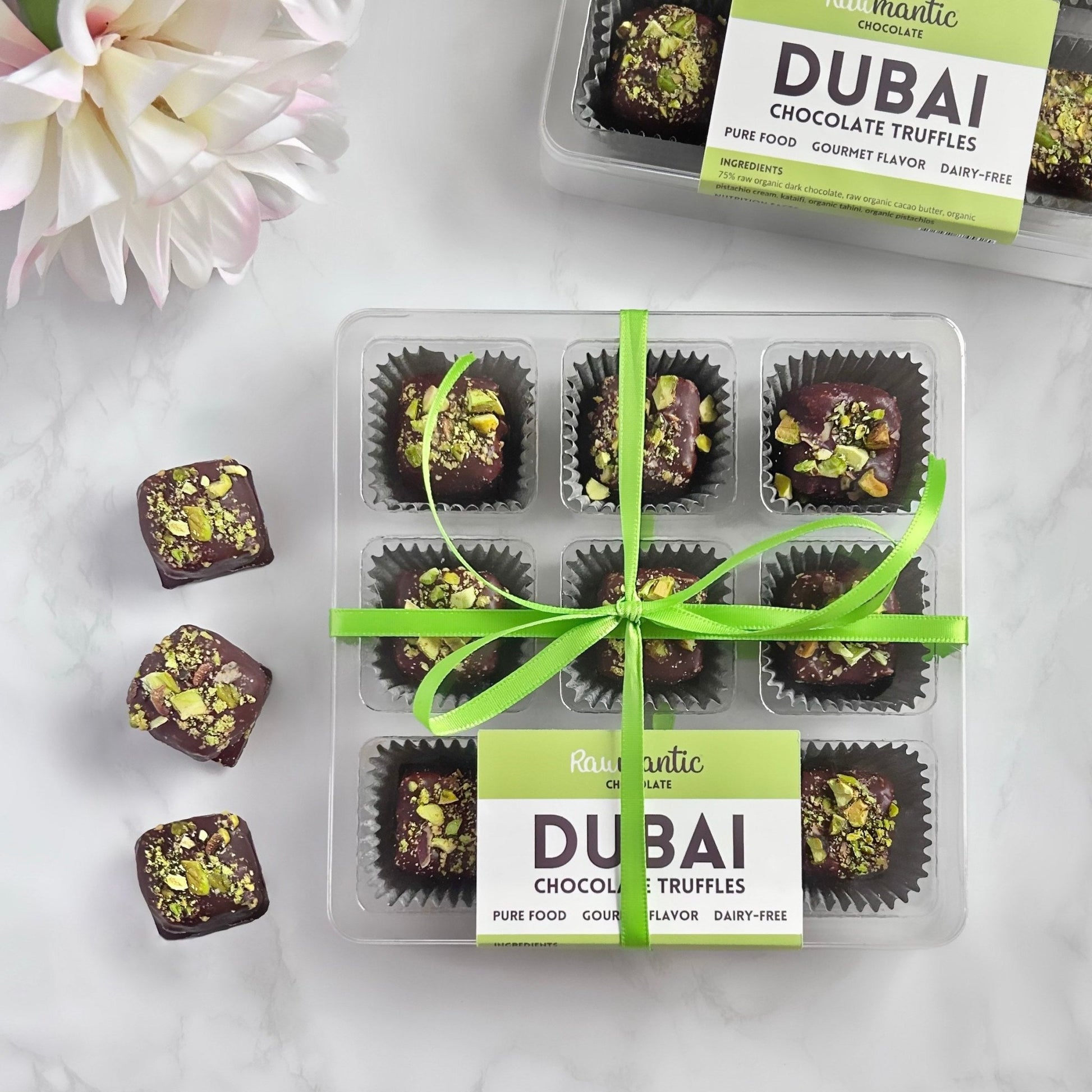 Dubai Chocolate knafeh Pistachio Chocolate truffle vegan 9pcs set - Vegan America
