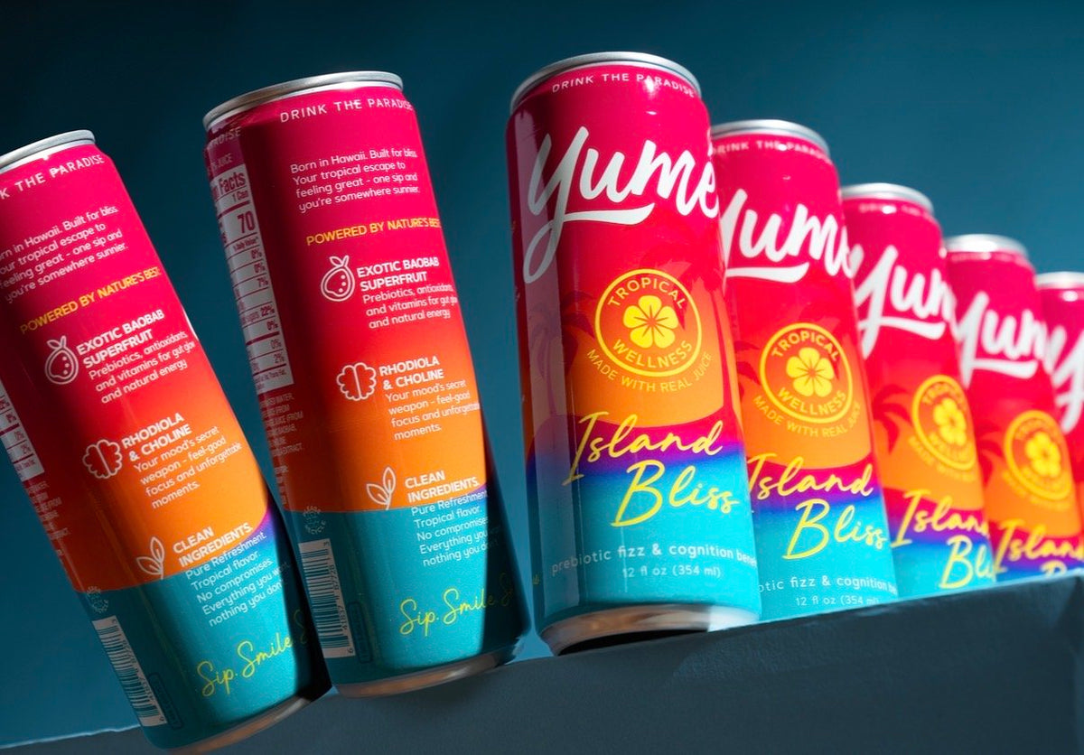 Yumé Island Bliss | 6 Pack Discovery| Sparkling Adaptogen Drink | Focus & Calm - Vegan America