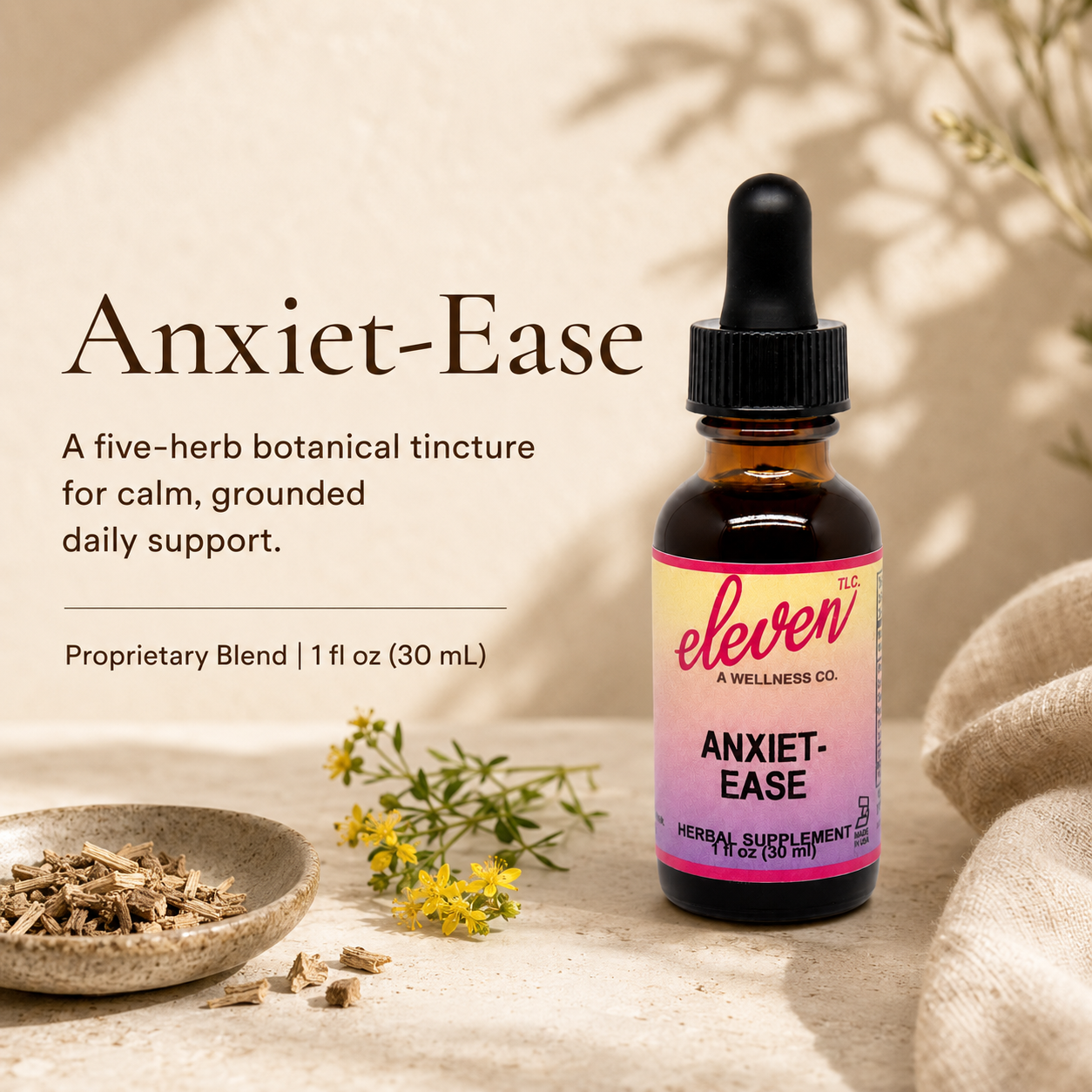 Anxiet-Ease Tincture | Calm & Clarity | 1 oz