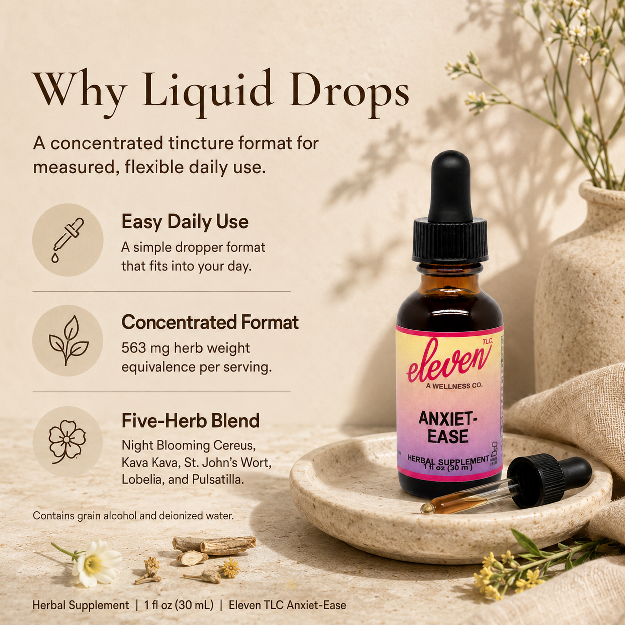 Anxiet-Ease Tincture | Calm & Clarity | 1 oz