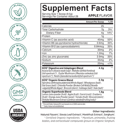 KOS Organic Superfood Greens - Apple Flavor