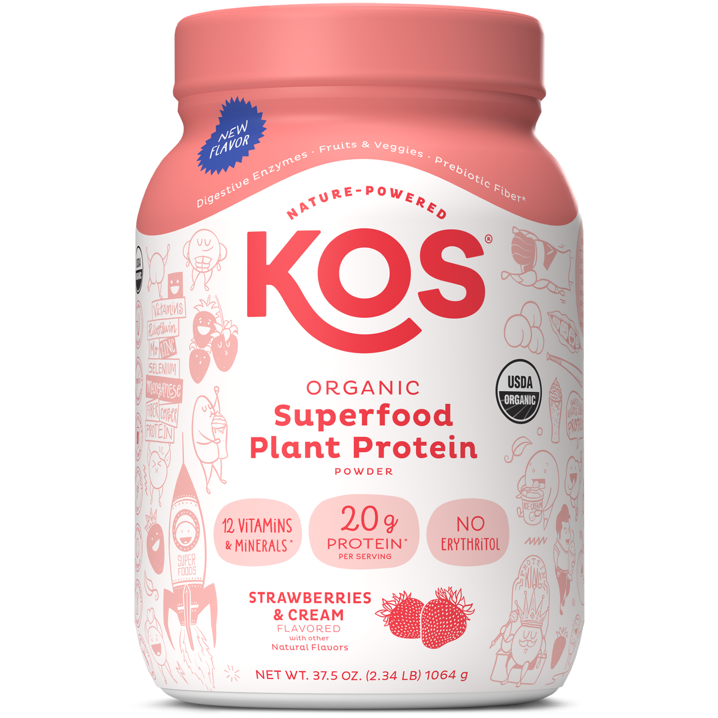Organic Plant Protein, Strawberries & Cream, 28 Servings