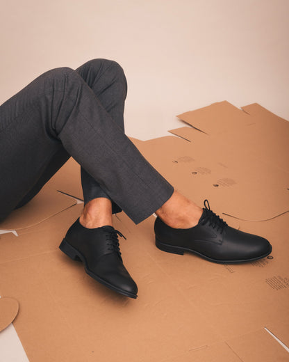 Men's Vegan Derby Shoes Quinn Black - Second Life