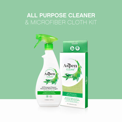 AspenClean All Purpose Cleaner and Microfiber Cloth Kit