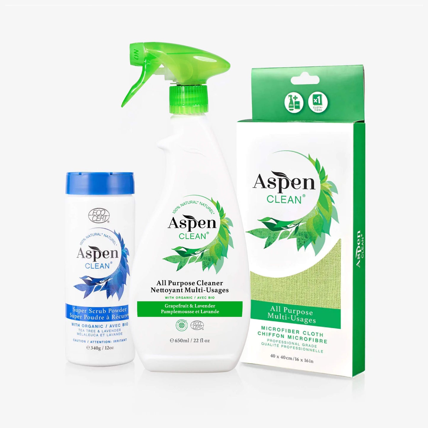 AspenClean All Purpose Cleaning Kit with Scouring powder