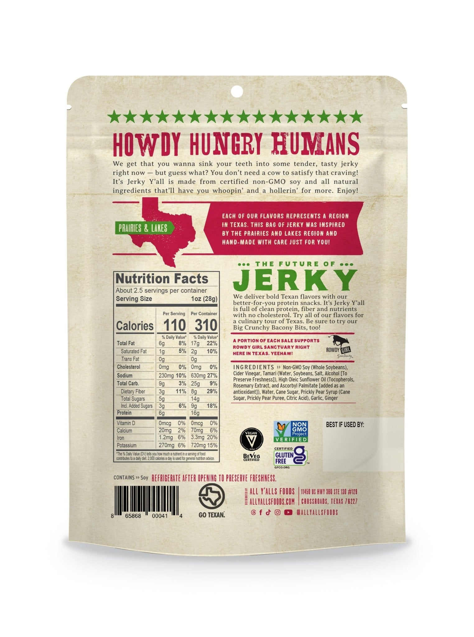 Prickly Pear Teriyaki Jerky | Retail 6 - Pack (The Smarter Jerky) - Vegan America