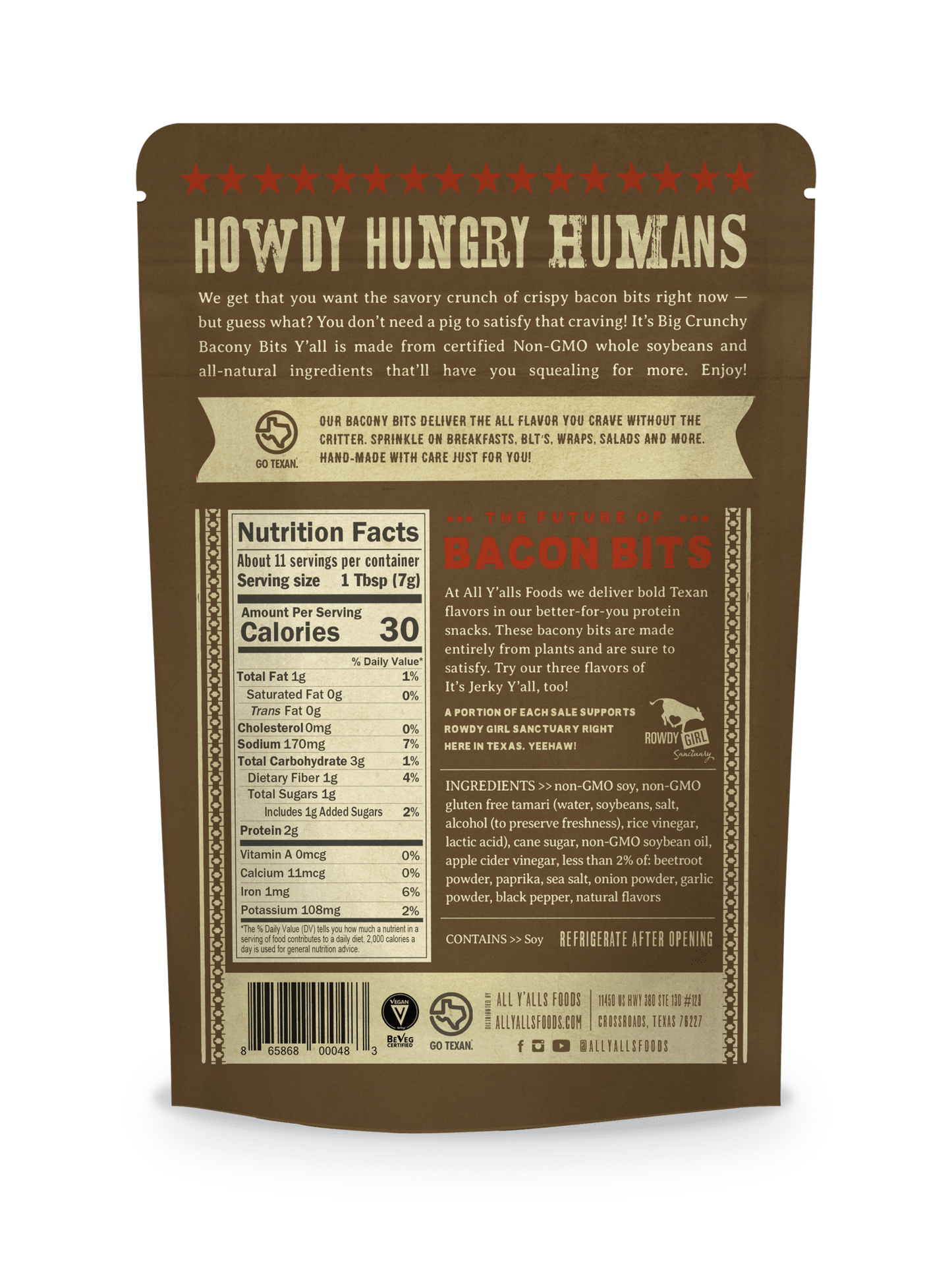 Big Crunchy Bacony Bits (Retail 6 - Pack) - Vegan America