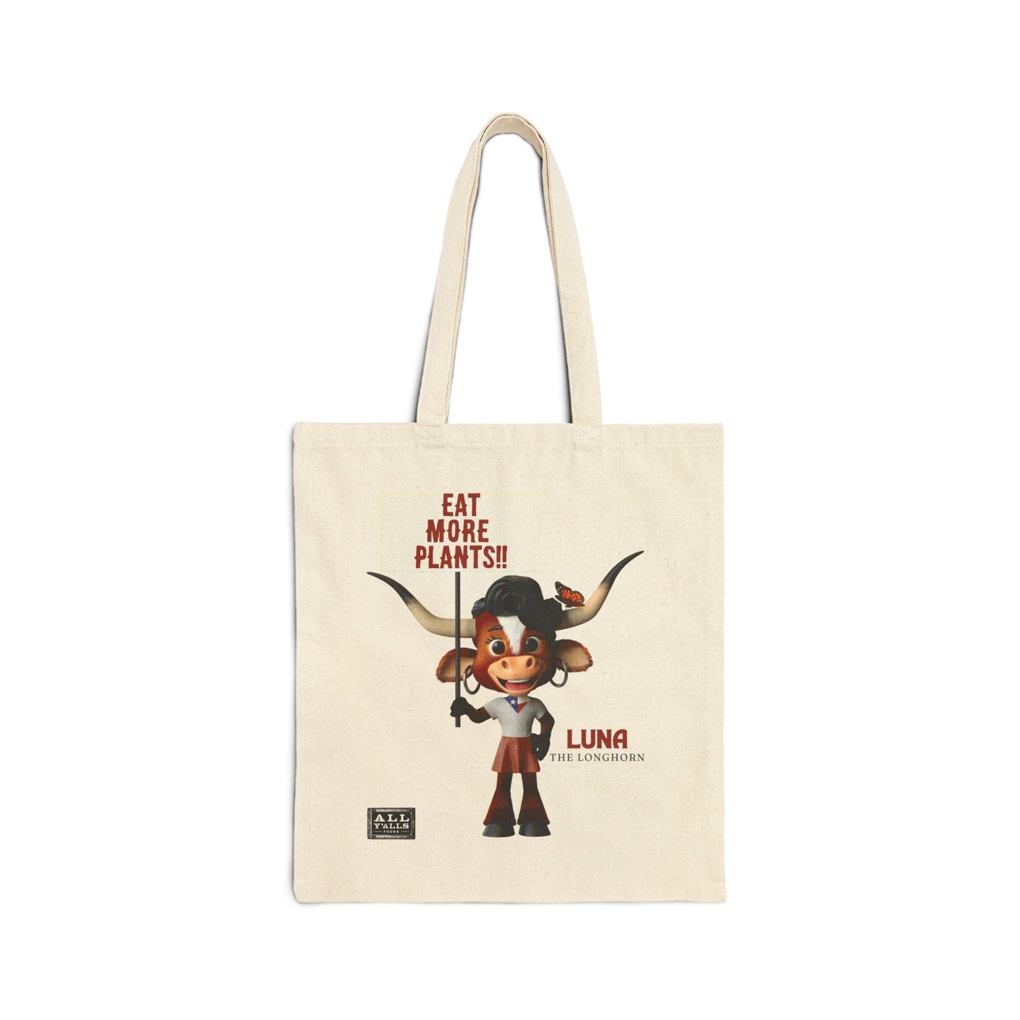 LUNA EAT MORE PLANTS Cotton Canvas Tote Bag - Vegan America