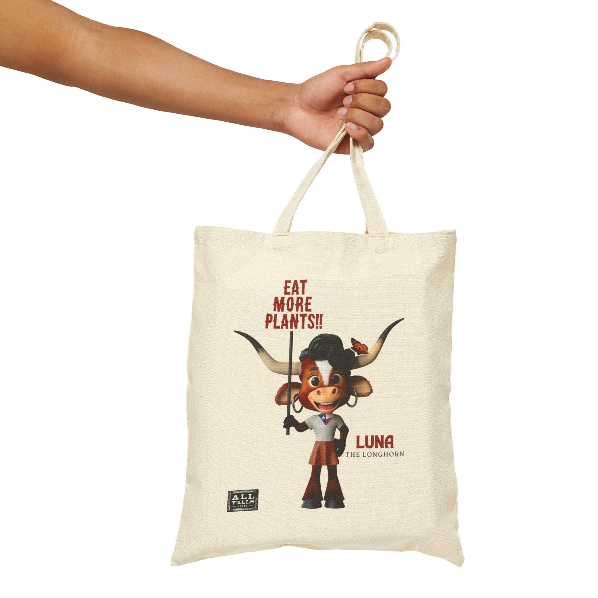 LUNA EAT MORE PLANTS Cotton Canvas Tote Bag - Vegan America