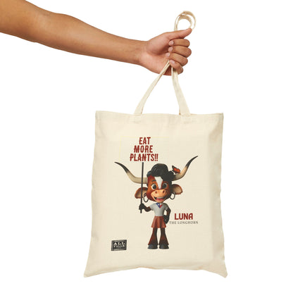 LUNA EAT MORE PLANTS Cotton Canvas Tote Bag - Vegan America