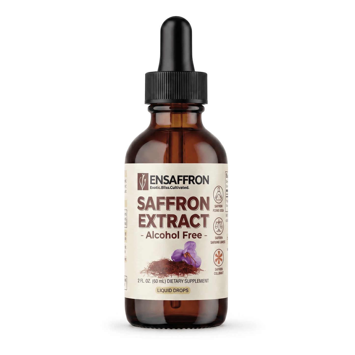 Premium Saffron Extract Liquid Drops (Made With Pure Threads) Alcohol-Free - Vegan America