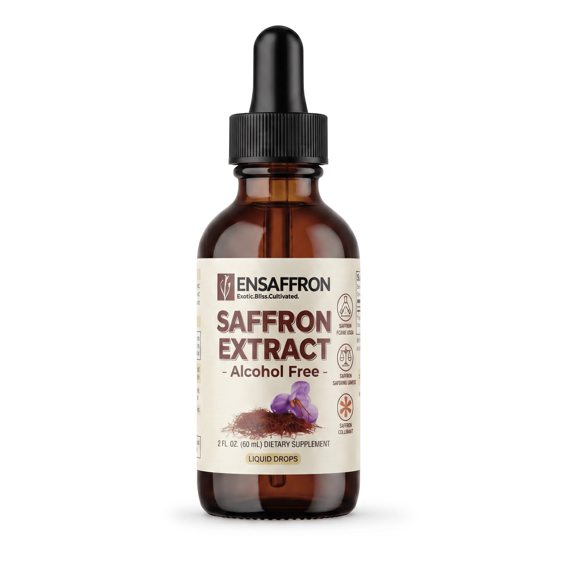 Premium Saffron Extract Liquid Drops (Made With Pure Threads) Alcohol-Free - Vegan America