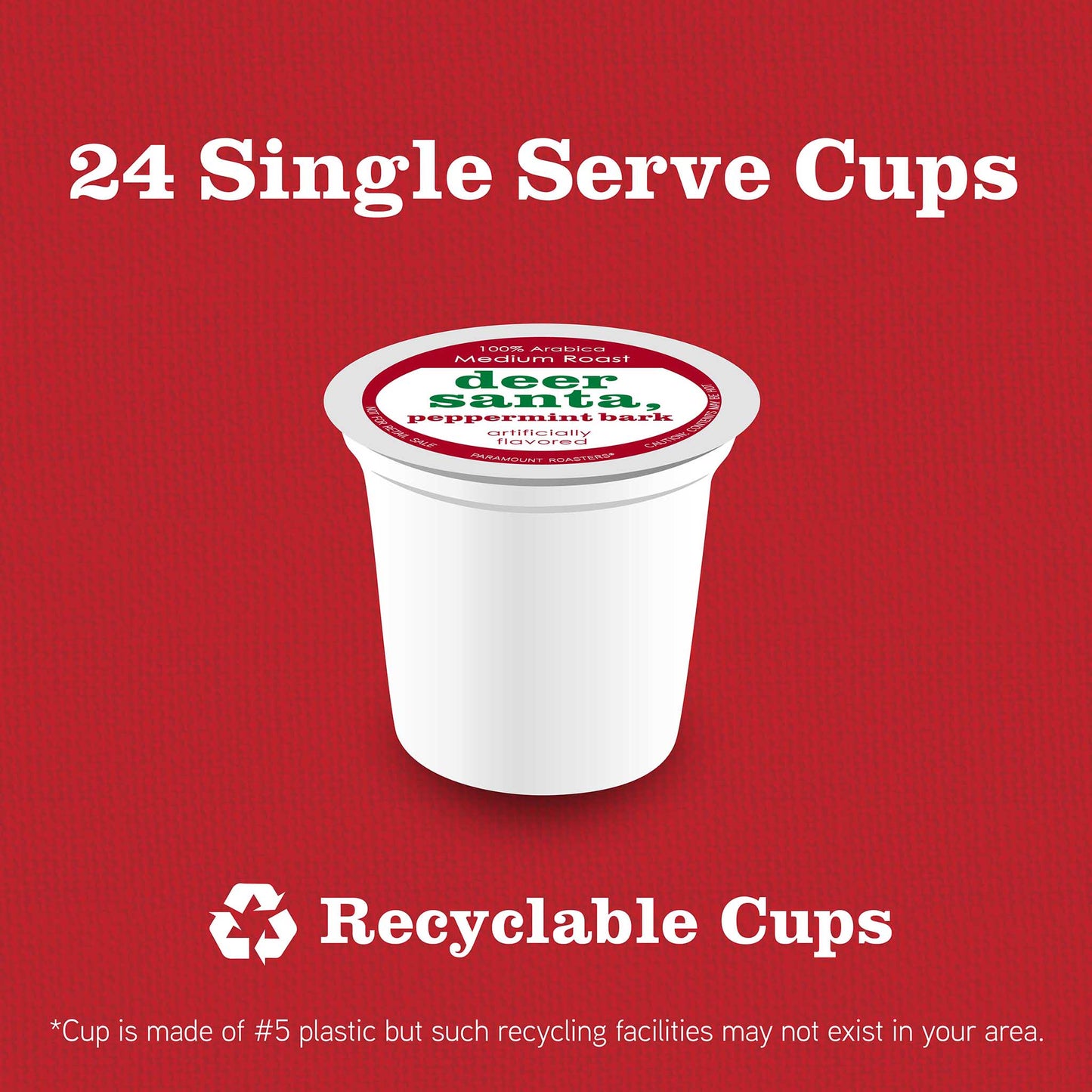 Deer Santa Peppermint Bark Flavored 24ct Single Serve Coffee