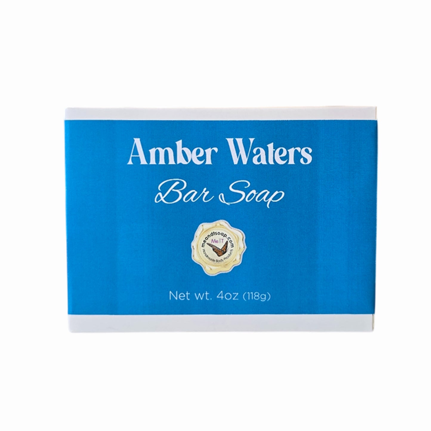 Amber Waters Bar SOap Box with a Blue Label