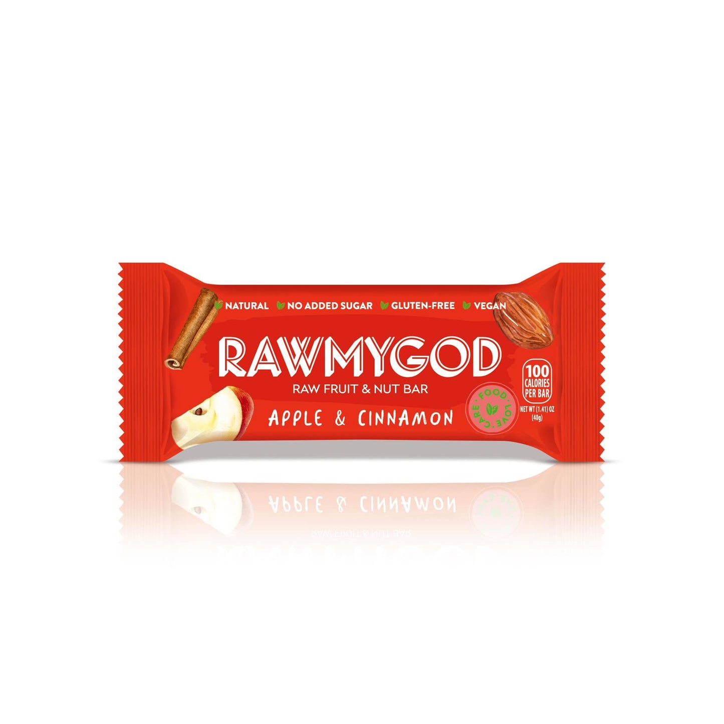 RAWMYGOD Apple & Cinnamon Fruit & Nut Bar, Box of 16