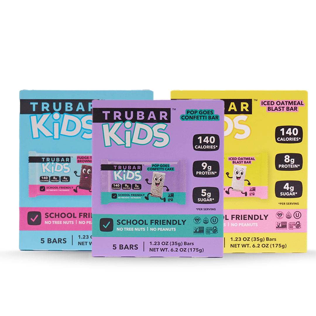 TRUBAR KiDS - Iced Oatmeal Blast Bar, Pop Goes Confetti Bar, Fudge-Tastic Brownie Bar - Vegan America