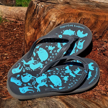 Natural Rubber Thongs, Charcoal, Edgars Mission - Vegan America