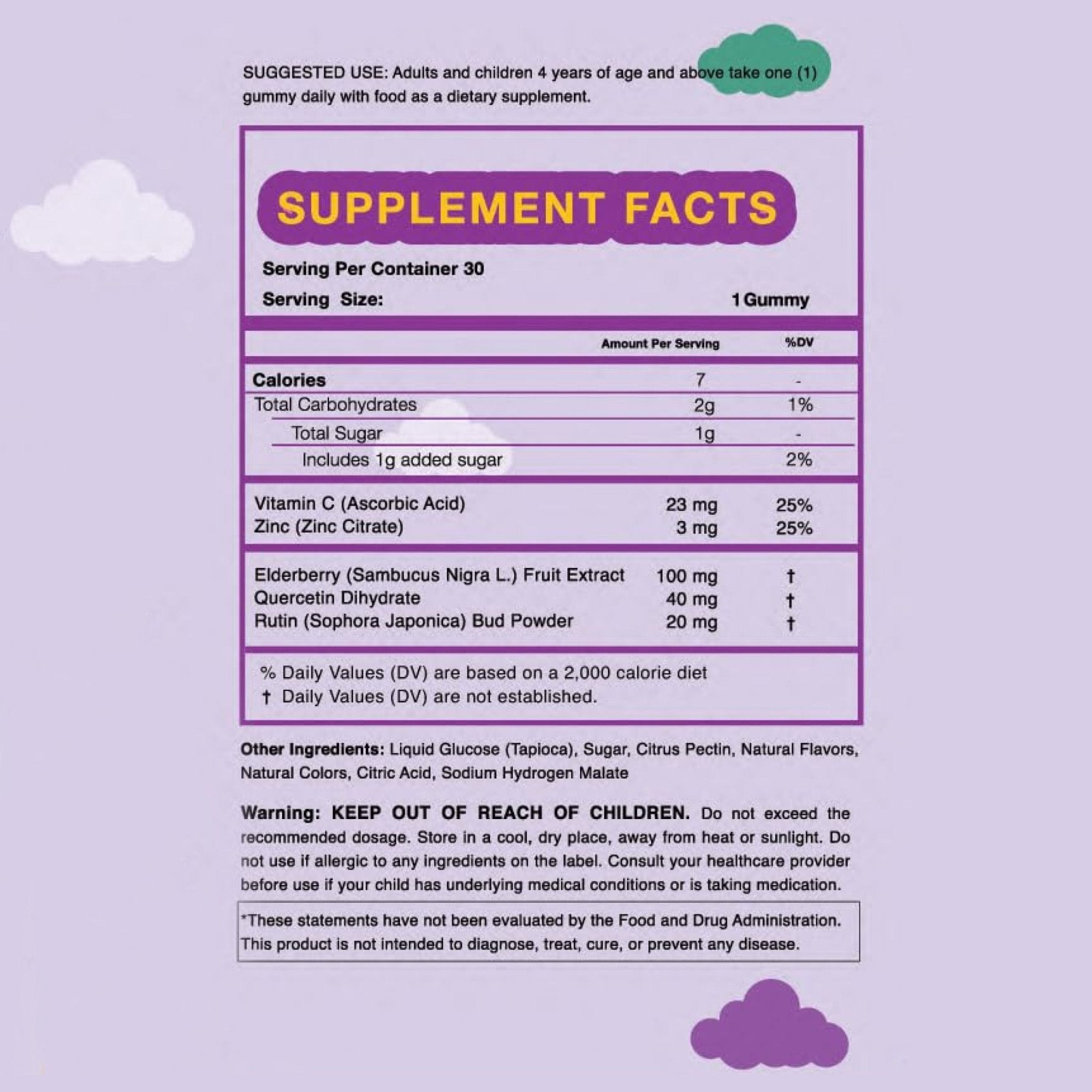 Ingredient list for Kids Multivitamin & Immune Boost Bundle Kids Vitamin Gummies + Elderberry Gummies with Vitamin C & Zinc Bundle