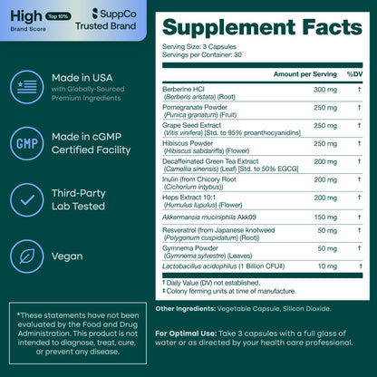GLP-1 Support Supplement with Akkermansia, Berberine & EGCG for Gut Health