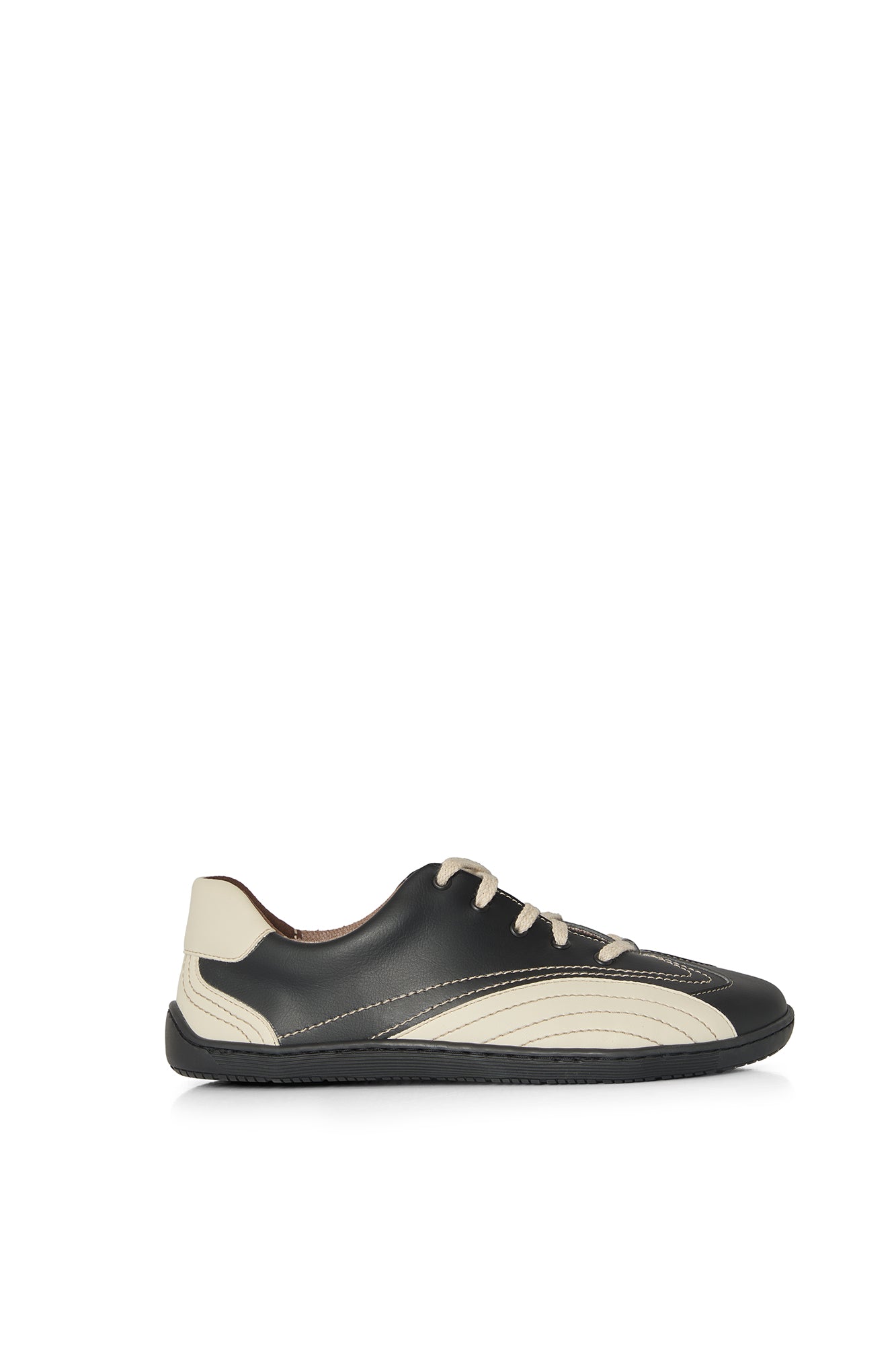 BARE 1 PENGUIN – black & white vegan barefoot shoes made from plant-based leather