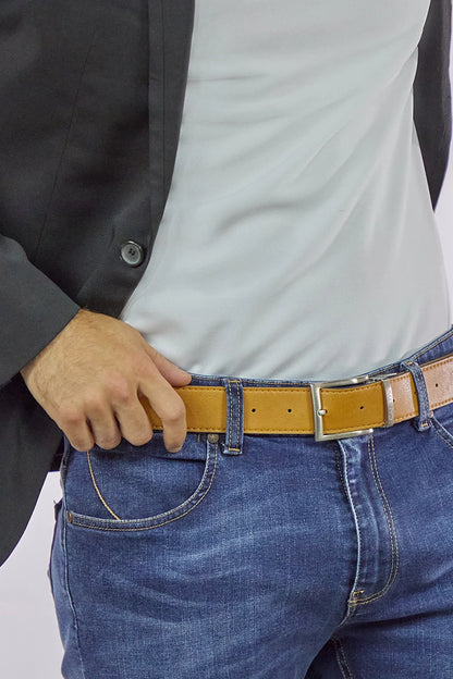 Reverse reversible belt – Black/Camel