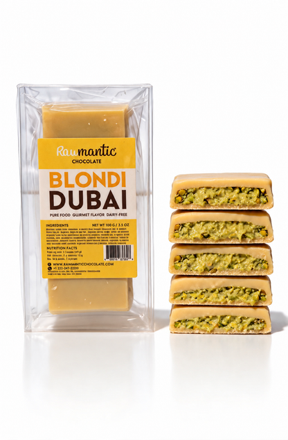 Vegan BLONDIE DUBAI White Chocolate Bar, Pistachio Knafeh 90g