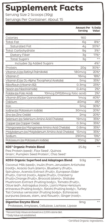 KOS Organic Plant Protein, Blueberry Muffin, 15 servings