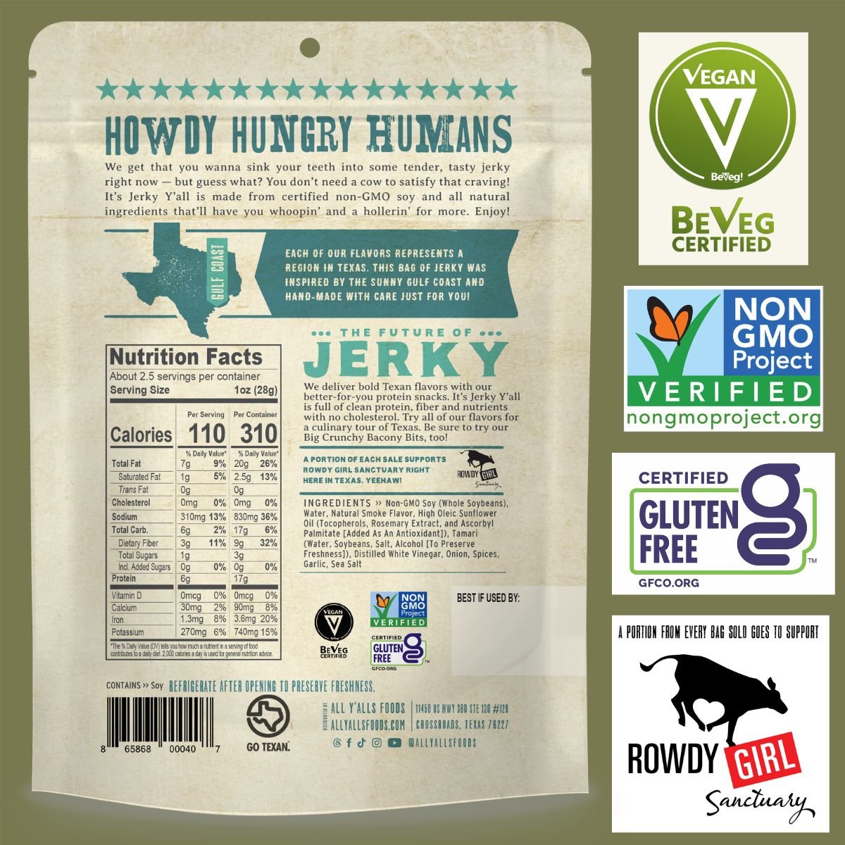 Ingredient list for 3-Pack - Three Flavors of our Jerky
