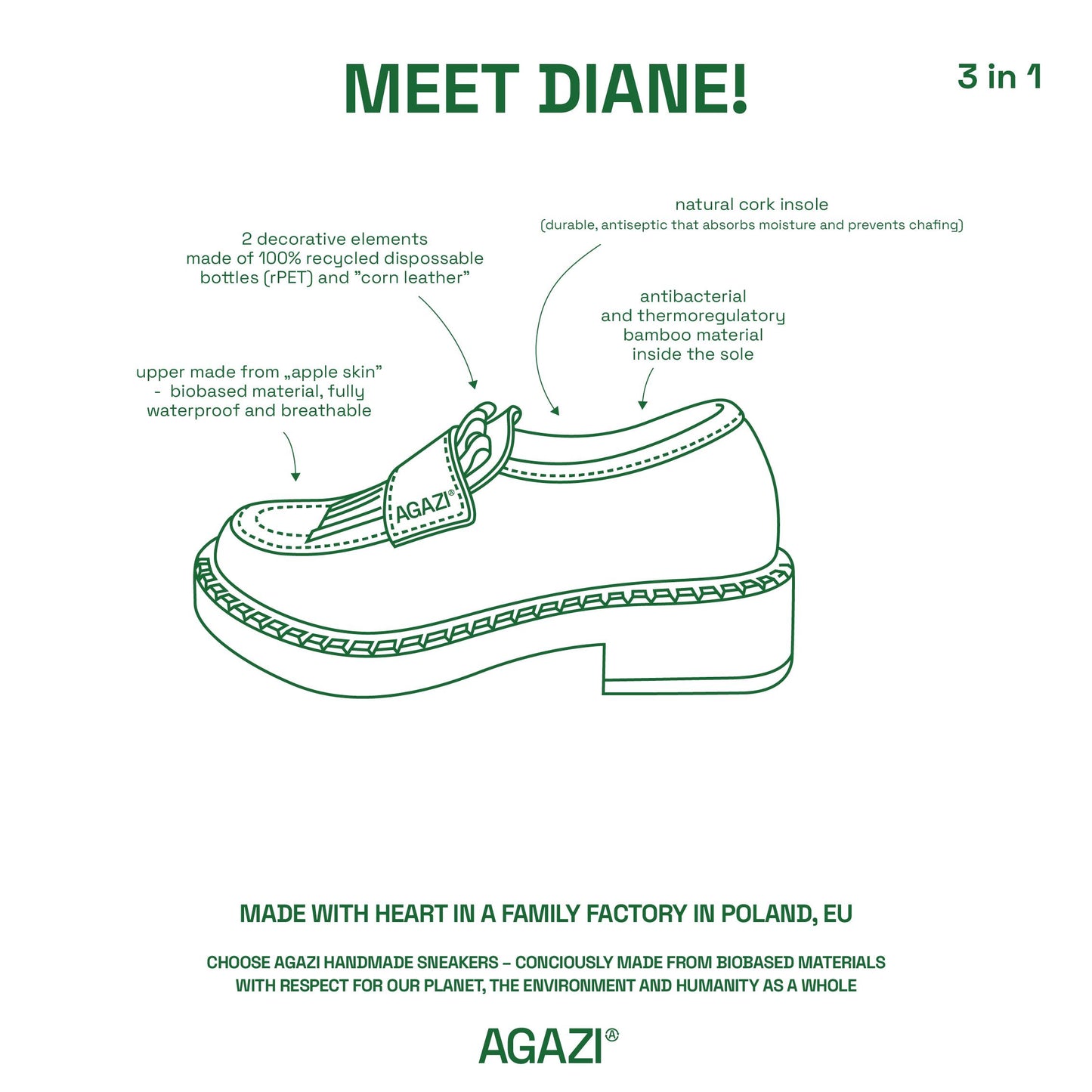 3 in 1 Apple loafers DIANE – chocolate, light sole