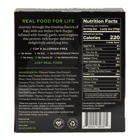 Abbots Butcher Veggie Burger Italian Herb