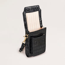 Bandolier Crossbody - Noir Croco + Gold