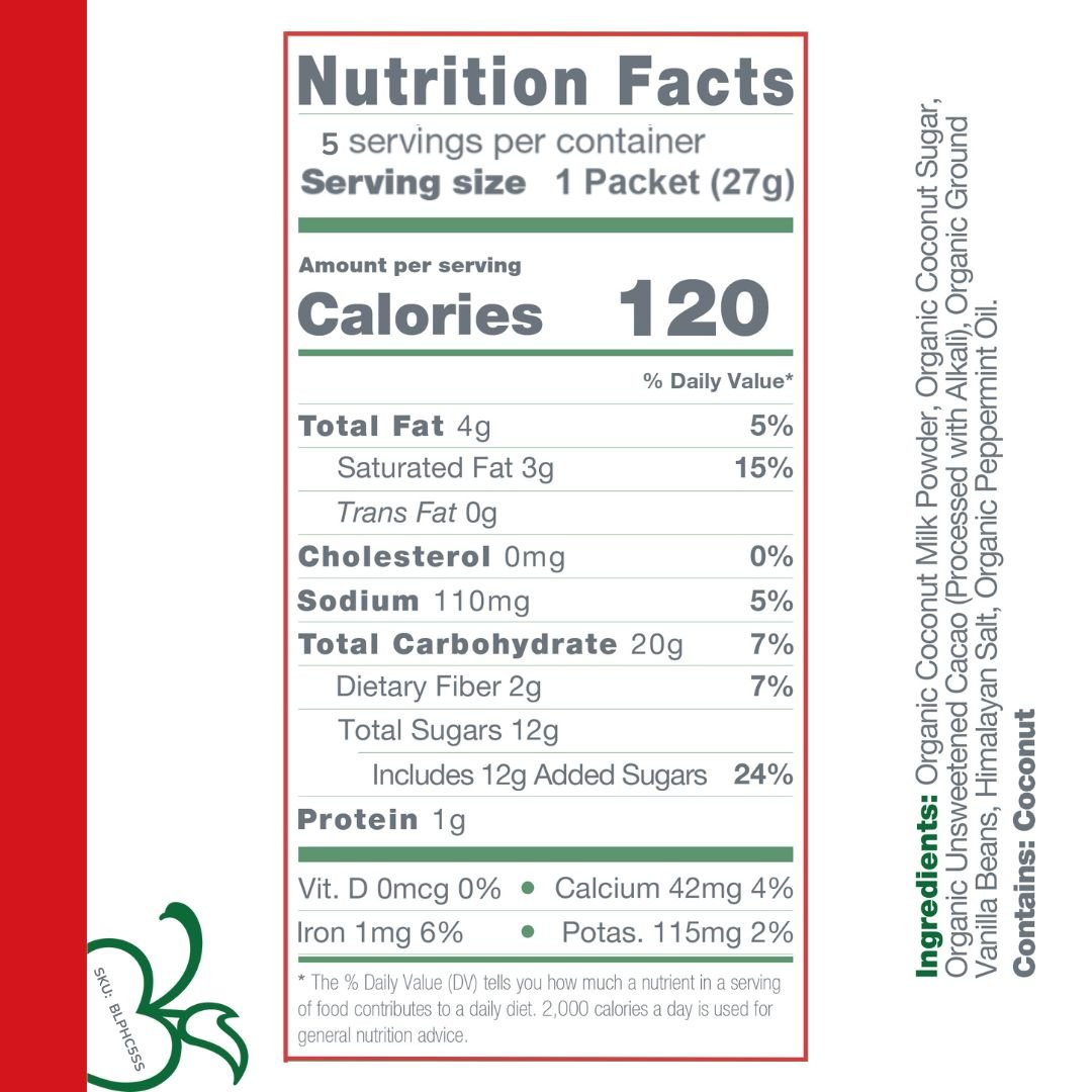 Instant Dairy Free Peppermint Hot Cocoa Mix | Single Serving 5 Pack |Gluten Free, Vegan and Organic - Vegan America