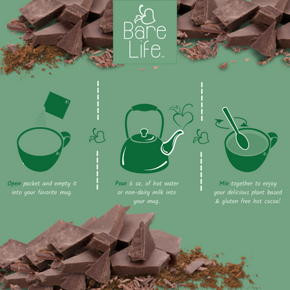 Instant Dairy Free Coconut Hot Cocoa Mix  |  Single Serving | Gluten Free, Vegan and Organic - Bare Life