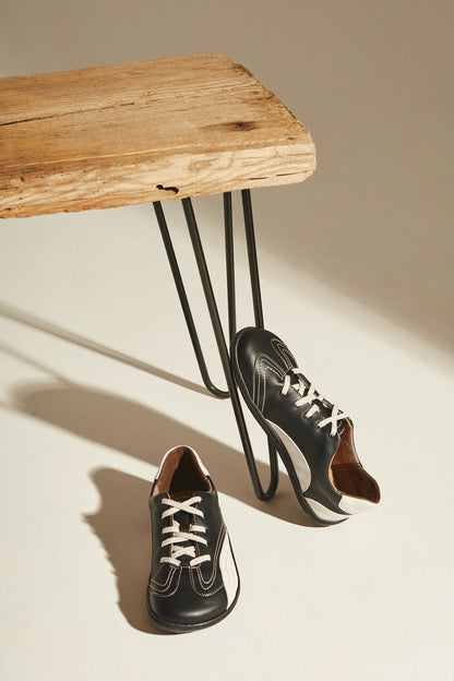 BARE 1 PENGUIN – black & white vegan barefoot shoes made from plant-based leather