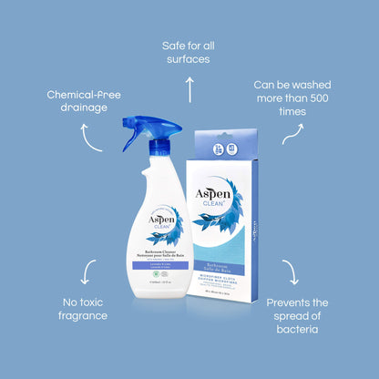 AspenClean Bathroom Cleaner and Microfiber Cloth Kit