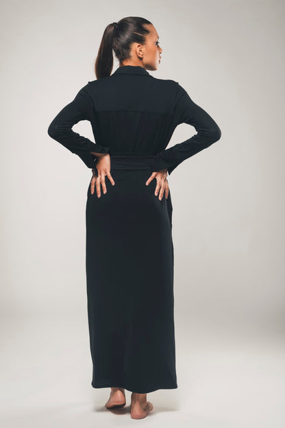 Maxi Longsleeve Shirt Dress in Black - Beatrice